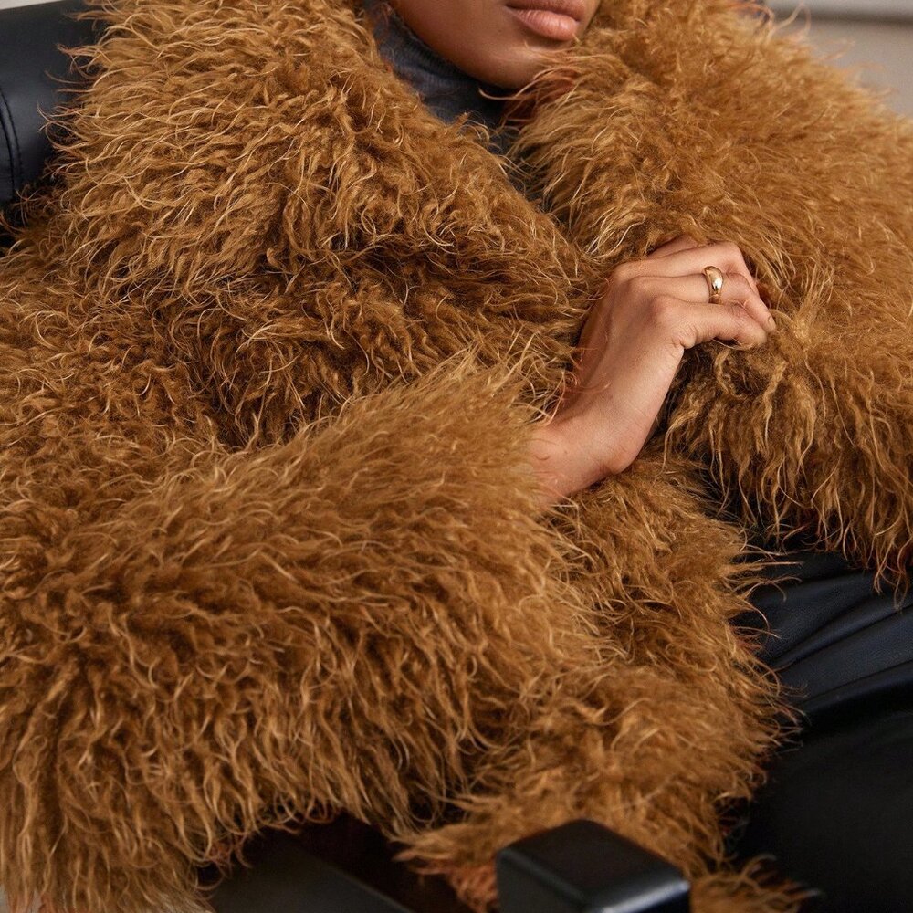 Brown Casual Women's Fluffy Long Faux Fur Coat - Picture 3 of 8